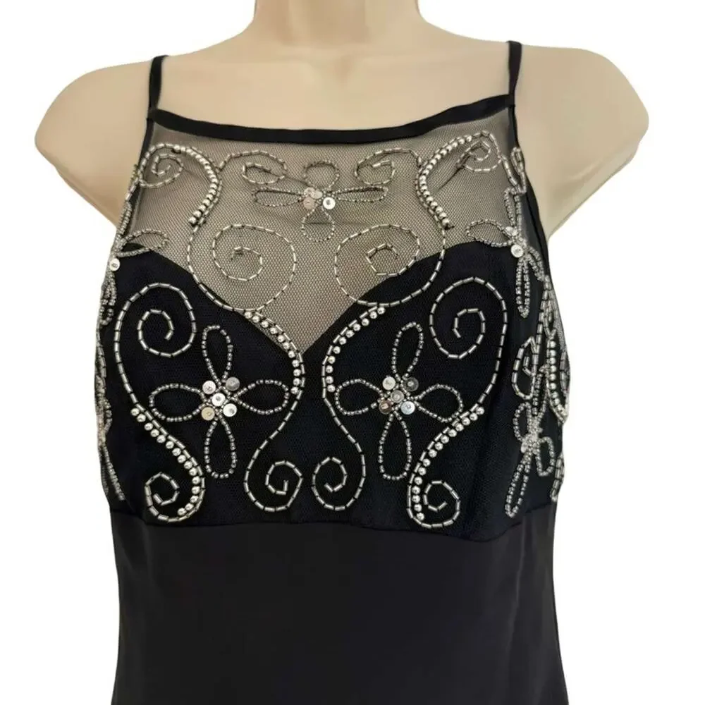Morgan and Co USA Made 90's Vintage Deadstock Beaded NWT Prom Dress Black 5/ 6